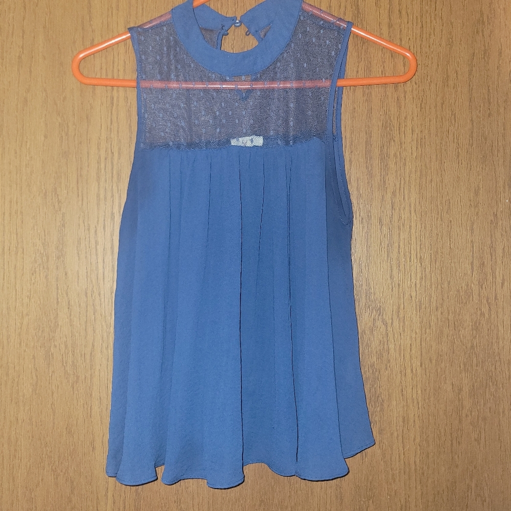 Blue Sleeveless blouse Medium Mesh Front